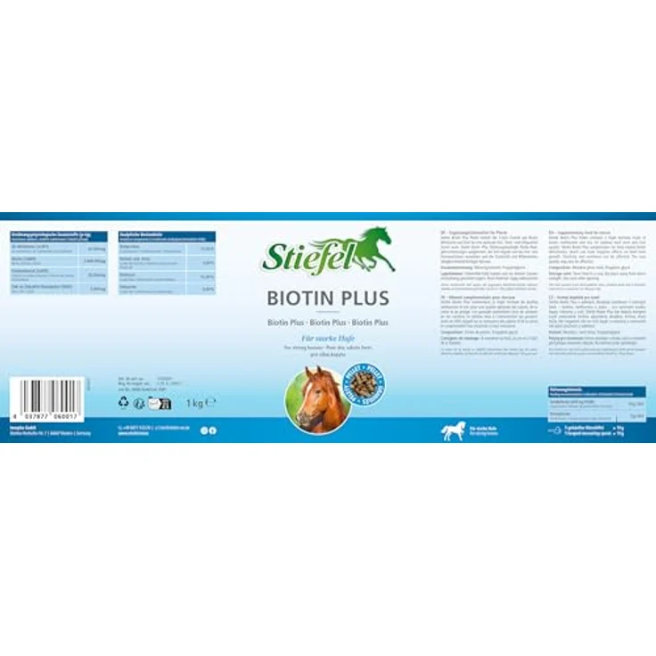 Stiefel Biotin Plus Pellet, 3-Fach Formel aus Biotin, Methionin und Zink für optimale Huf-, Horn- und Fellqualität, 1kg Pellets – Bild 3