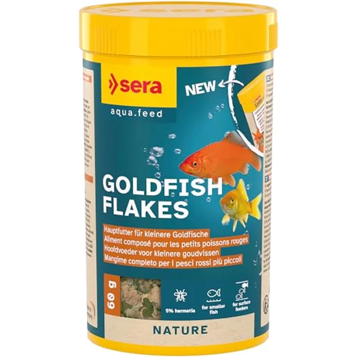 sera Goldfish Flakes 250 ml (60 g), Hauptfutter für kleine Goldfische & Kaltwasserfische, mit Insektenmehl, leicht verdaulich, fördert Wachstum & Farben – Bild 1