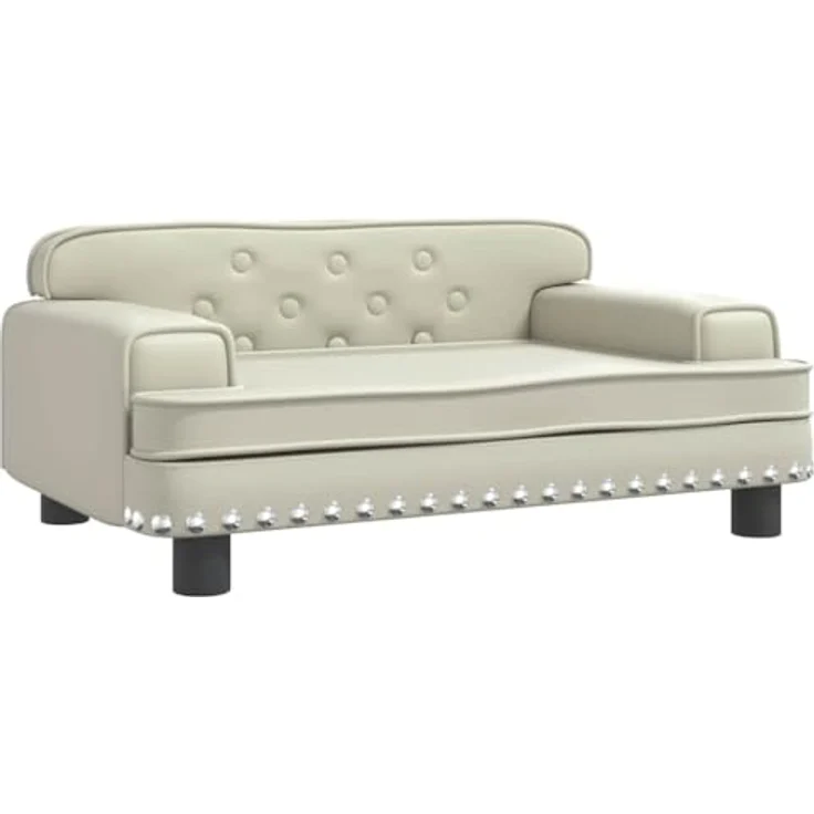 vidaXL Hundekorb Hundebett Creme 70x45x30 cm Kunstleder Körbchen Hundesofa – Bild 2
