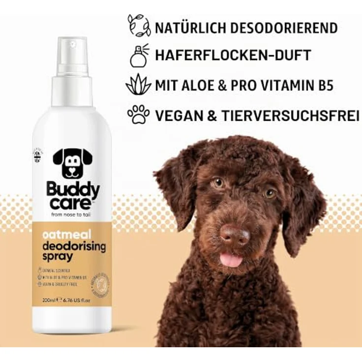 Buddycare Desodorierungsspray für Hunde, Haferflocken-Duft, mit Aloe Vera und Pro-Vitamin B5, 200 ml – Bild 2