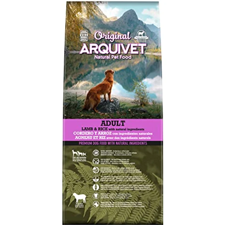Arquivet Original Adult – Trockenfutter für ausgewachsene Hunde, Lamm und Reis, 12 kg, natürliche Inhaltsstoffe, für alle Rassen, hohe Verdaulichkeit und Zahngesundheit – Bild 4