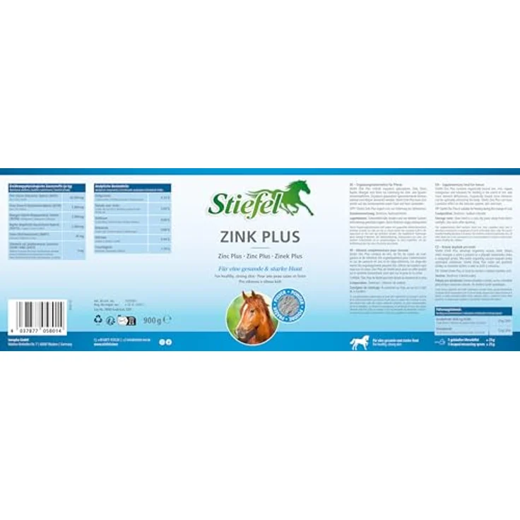 Stiefel Zink Plus, Futterzusatz für Pferde mit organisch gebundenem Zink, Eisen, Kupfer, Mangan & Selen zur Unterstützung des Immunsystems, der Haut & des Fellwechsels, 900g – Bild 3