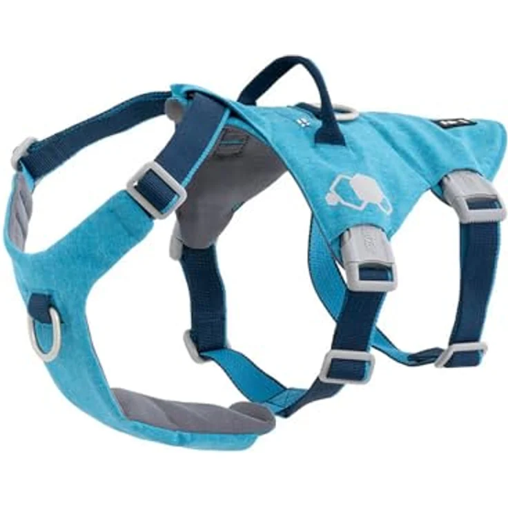 Hurtta Safeguard Hundegeschirr, verstellbare Gurte, reflektierende Aufdrucke, blau, 40-50 cm – Bild 2