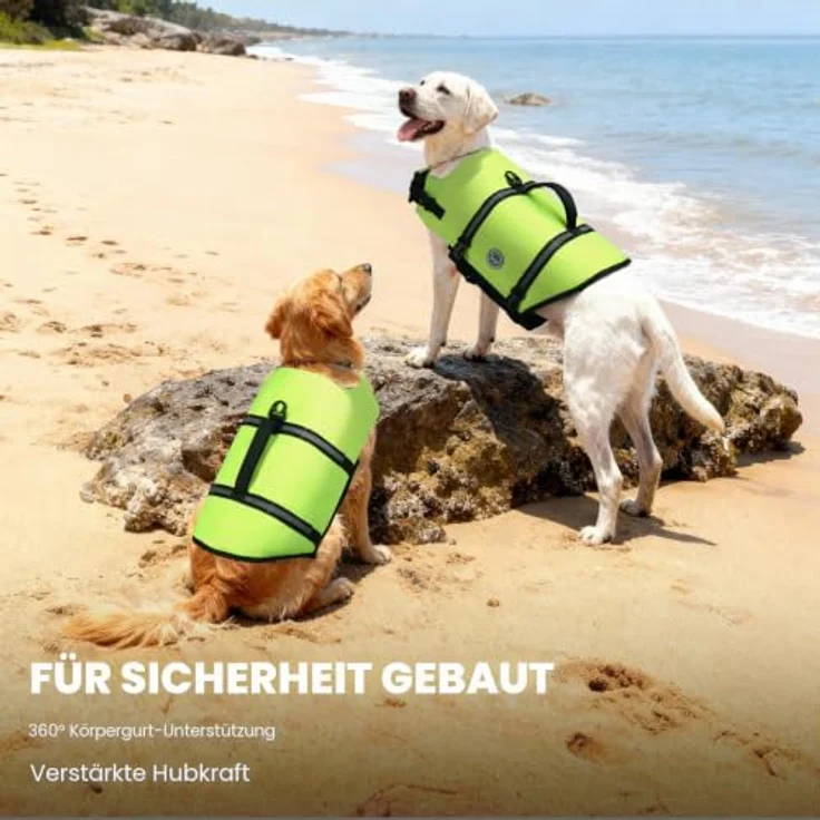 VIVAGLORY Hunde Schwimmweste Rip Stop, XS, Neongelb mit hohem Auftrieb und verstellbaren Trägern – Bild 2