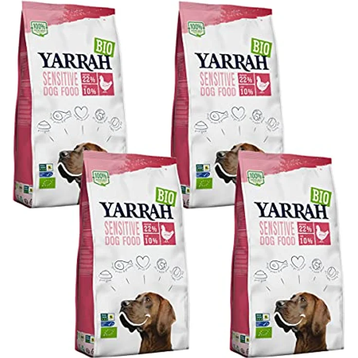 Yarrah Trockenfutter Sensitive mit Huhn & Reis für Hunde, Bio, 2 kg, 4er Pack, ohne Zucker und chemische Zusatzstoffe – Bild 1