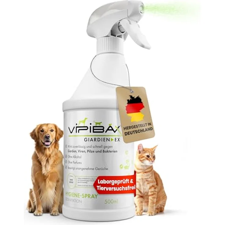 ViPiBaX Giardien EX Hygiene-Spray, effektive Desinfektion gegen Giardien, Viren, Pilze & Bakterien, 500ml, Geruchsentferner für Hunde, Katzen & Co – Bild 1