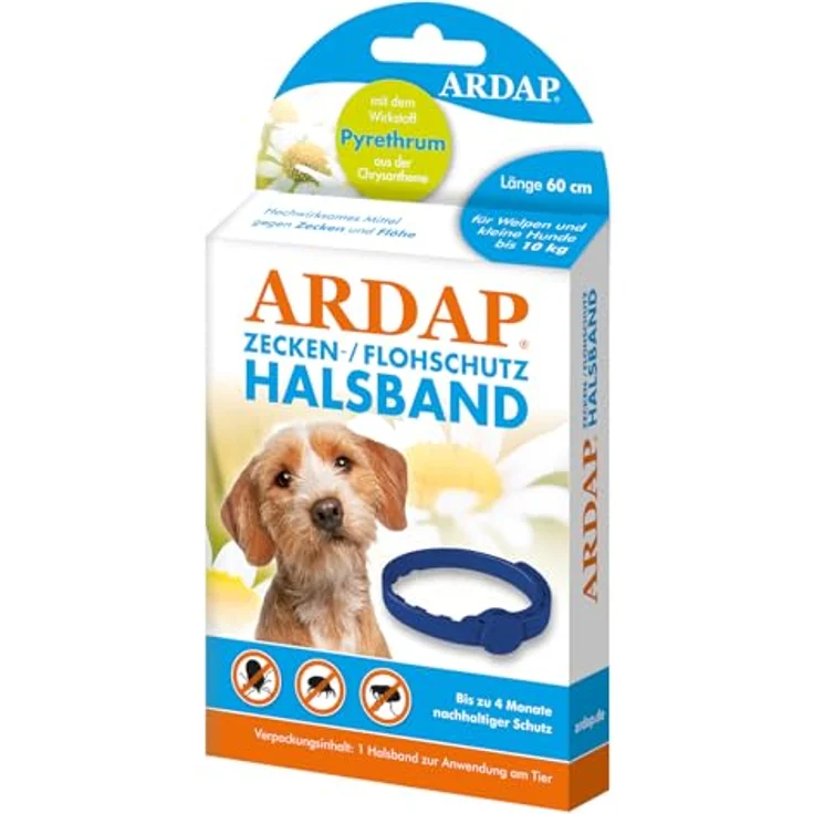 ARDAP Zecken- & Flohschutzhalsband für Hunde & Welpen bis 10kg, bis zu 4 Monate Langzeitschutz mit natürlichem Wirkstoff gegen Zecken & Flöhe, PT19 – Bild 1