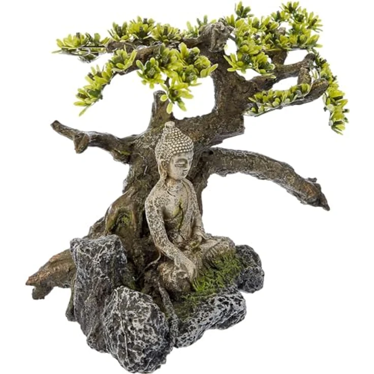 Nobby Aqua Ornaments BUDDHA, detailgetreue Aquarium Dekoration aus ungiftigem Polyresin mit Pflanzen, für Süß- und Meerwasseraquarien – Bild 1