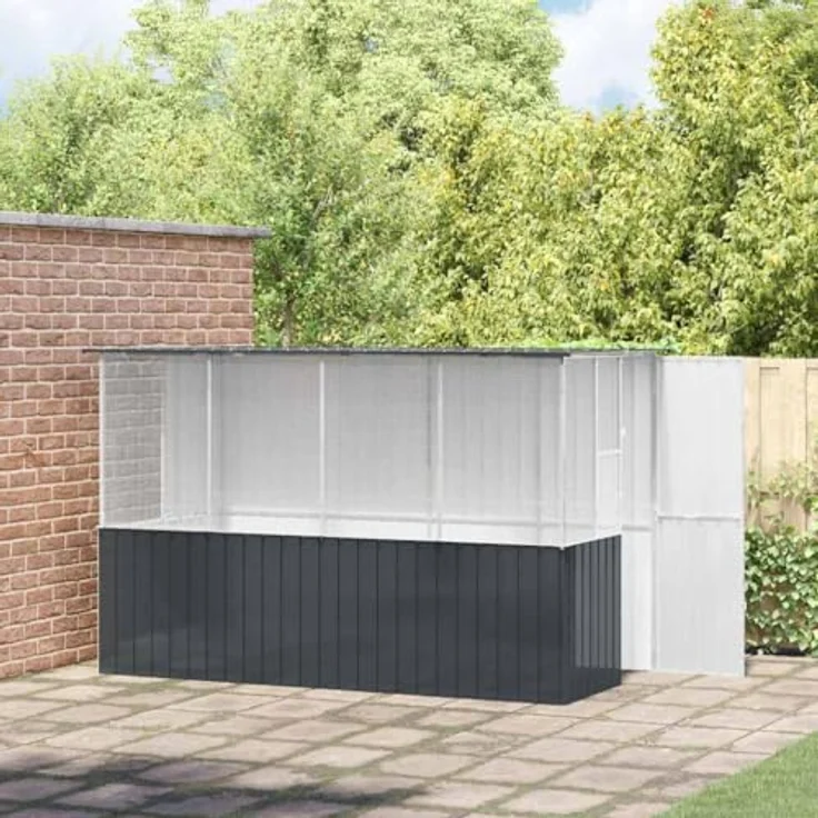 vidaXL Vogelkäfig Anthrazit 315 x 167 x 200 cm, wetterfeste Vogelvoliere aus verzinktem Stahl, moderne Außenganitur mit viel Platz für Vögel – Bild 2