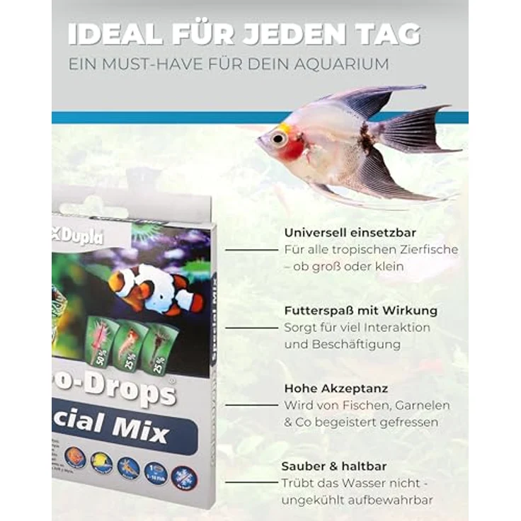 Dupla Gel-O-Drops Special Mix, Geleefischfutter mit 50% Artemia, 25% Mysis und 25% Krill, nährstoffreich, leicht dosierbar, ungekühlt lagerbar, 12 x 2 g – Bild 4