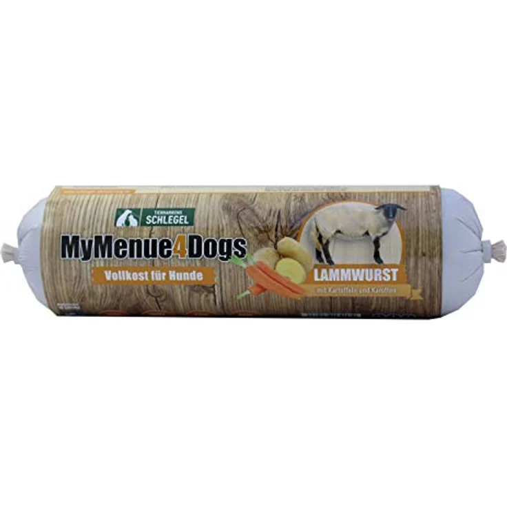 MyMenue4Dogs Hundefutter Lammwurst, 8 x 800 g, Vollnahrung mit Lamm, Kartoffeln und Karotten, geeignet für futterempfindliche Hunde, ohne Zusatzstoffe – Bild 2