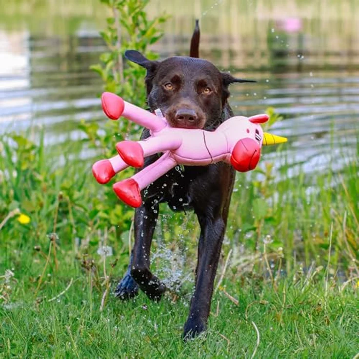 Nobby Wasserspielzeug Einhorn Floating, Kauspielzeug aus Stoff mit Squeaker, schwimmfähig, 39,5 cm, pink – Bild 3
