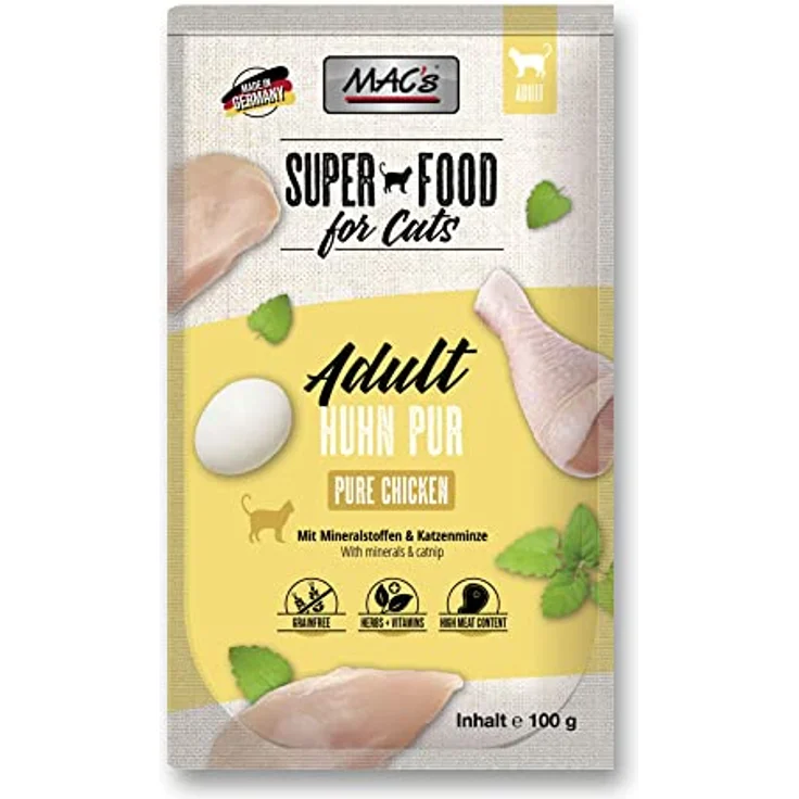 MAC's Hähnchen Pur/Kräuter, Katzen-Nassfutter mit 70% Huhn, 12 x 100 g – Bild 2
