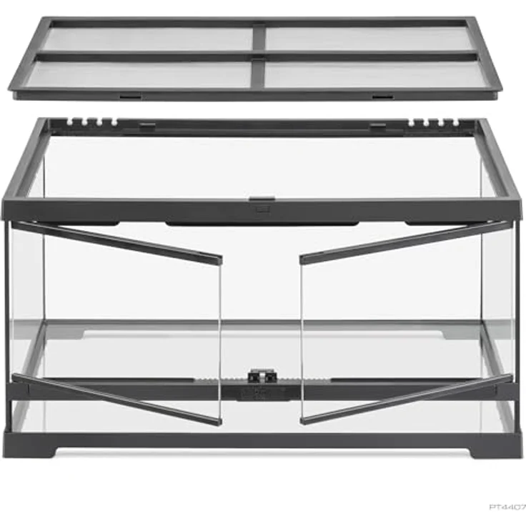 Exo Terra Pro Glasterrarium, Terrarium für Reptilien mit verschließbarer Fronttür, 60 x 45 x 30 cm, Edelstahl-Netzgitterabdeckung und einstellbarem Belüftungssystem – Bild 3