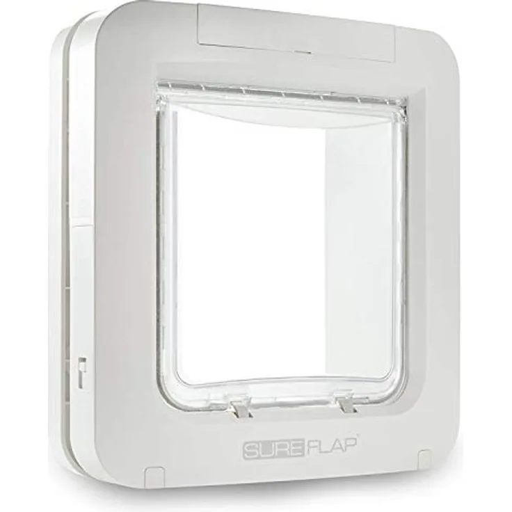 SureFlap Sure Petcare Mikrochip-Haustierklappe, mit Sperrmodus, für Katzen und kleine Hunde, erkennt Mikrochip & RFID-Halsbänder, 178 mm x 170 mm, weiß, 4 x C-Batterien erforderlich