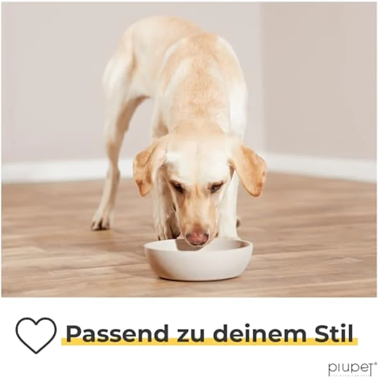 PiuPet® Futternapf und Wassernapf für Hunde, 2 x 1L, spülmaschinenfest, beige, 17,5cm Durchmesser, für große Hunde – Bild 2