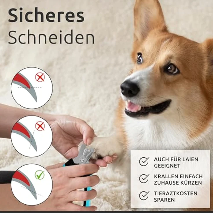 ECENCE Profi Krallenschere für Hunde & Katzen, Edelstahl-Klinge, ergonomische Griffe, integrierter Sicherheitsschutz – Bild 5