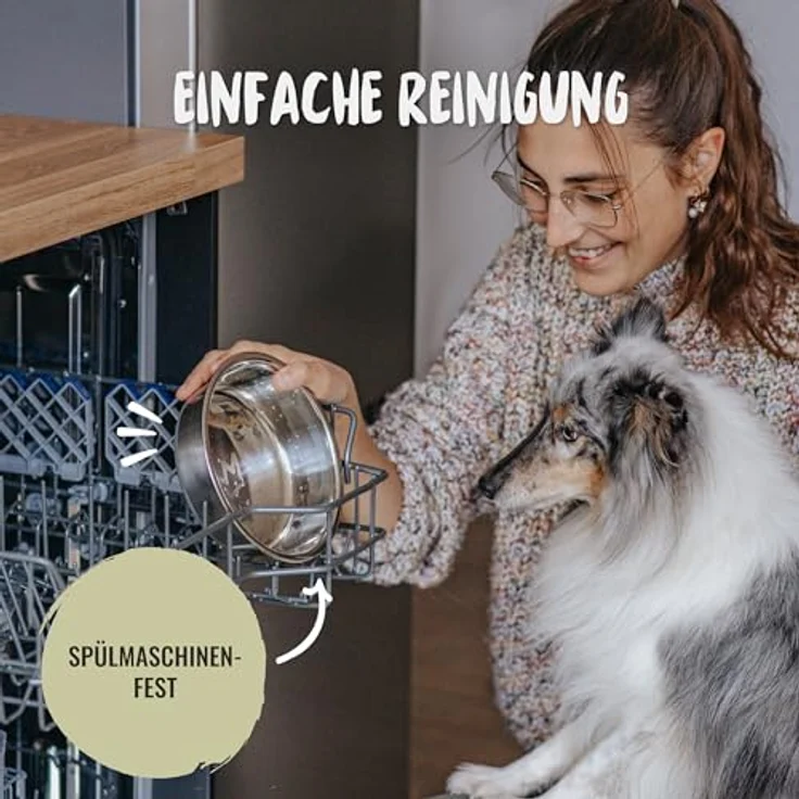 Rudelkönig Hundenapf Edelstahl 2er Pack, rutschfester, spülmaschinenfester Fressnapf für große Hunde, 1750ml Fassungsvermögen – Bild 5