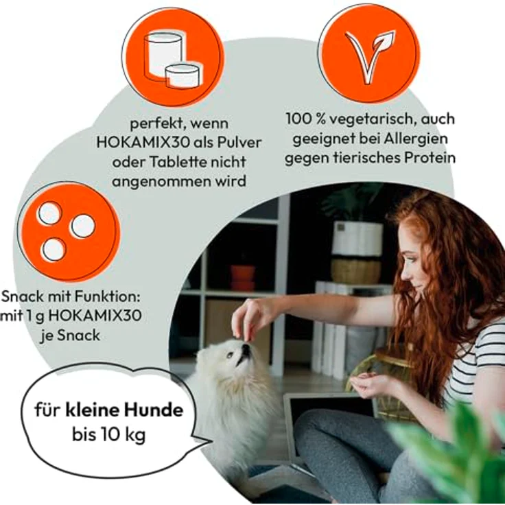 Grau - HOKAMIX30 Snack Petit Veggie, gesunder vegetarischer Hundesnack mit 30 Kräutern, 800g Packung – Bild 3
