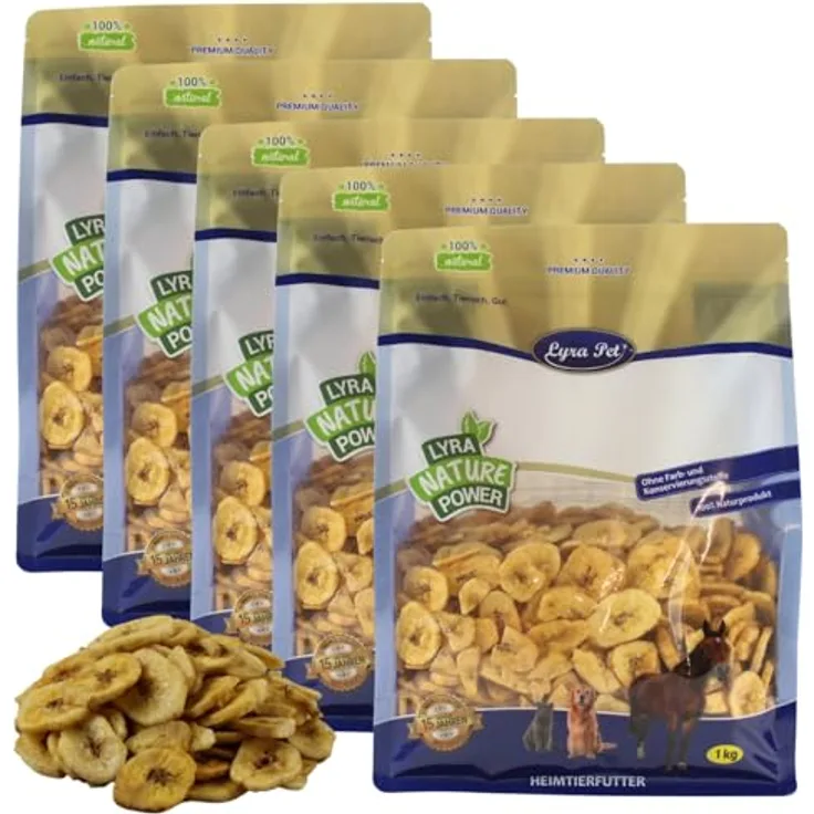 Lyra Pet® 5 kg getrocknete Bananen, reich an Vitaminen & Ballaststoffen, für Vögel, Nager, Pferde & Reptilien, natürliches Ergänzungsfutter