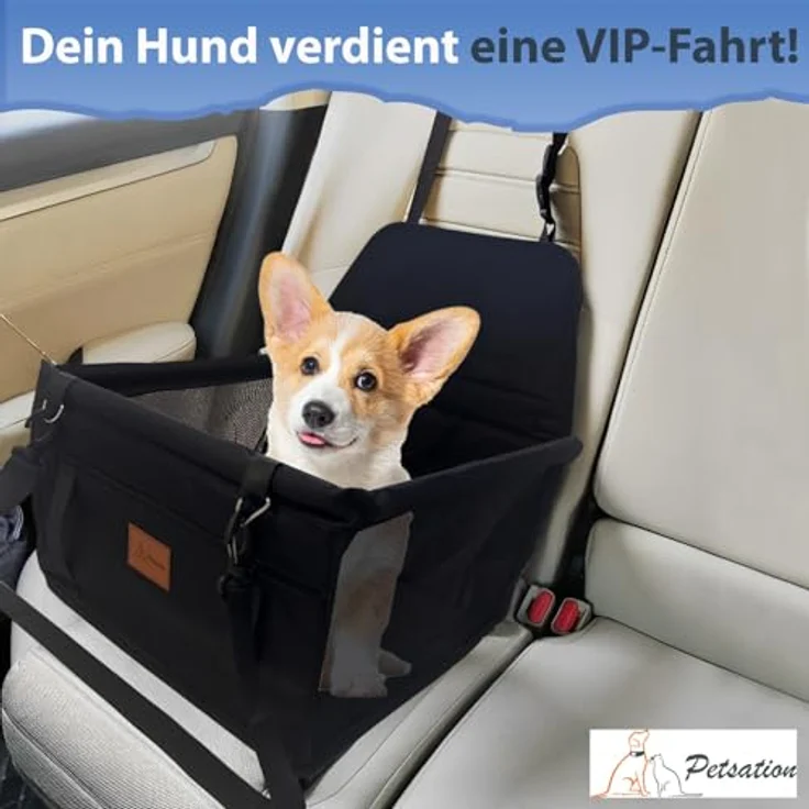 PETSATION Hundeautositz, Wasserdichter & Atmungsaktiver Autositz für kleine Hunde, Robust, Schwarz, Standard – Bild 4