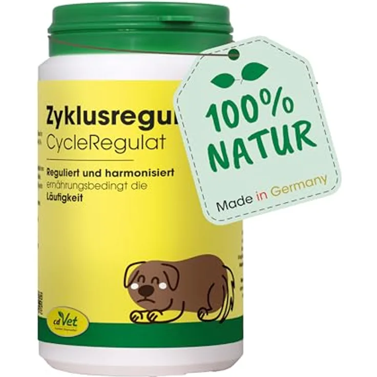 cdVet ZyklusRegulat, Ergänzungsfuttermittel für Hunde zur Unterstützung hormoneller Prozesse, 120 g - Scheinschwangerschaft + Läufigkeit + Harmonisierung