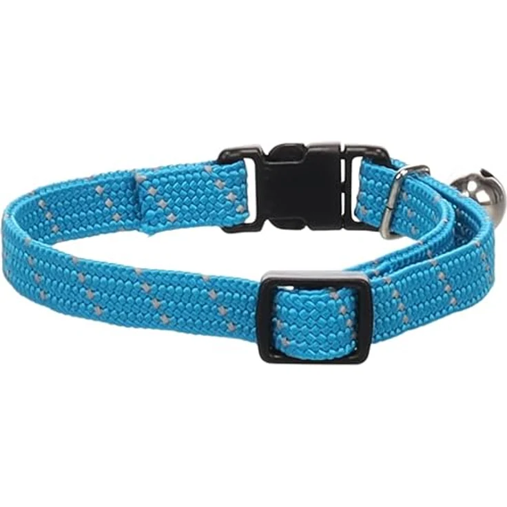 Flamingo Katzenhalsband Kitten Elza, blau, elastisches Nylon, reflektierend, 15–22 cm mit Glöckchen – Bild 3