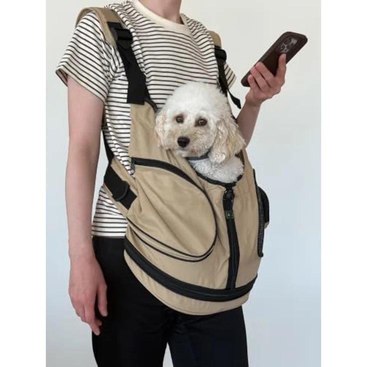 HUNTER Rucksack/Tragetasche Kangaroo, für kleine Hunde bis 6 kg, beige, L 30 x B 20 x H 30 cm, waschbar, mit Nylongurt und gepolsterten Schulterriemen – Bild 3