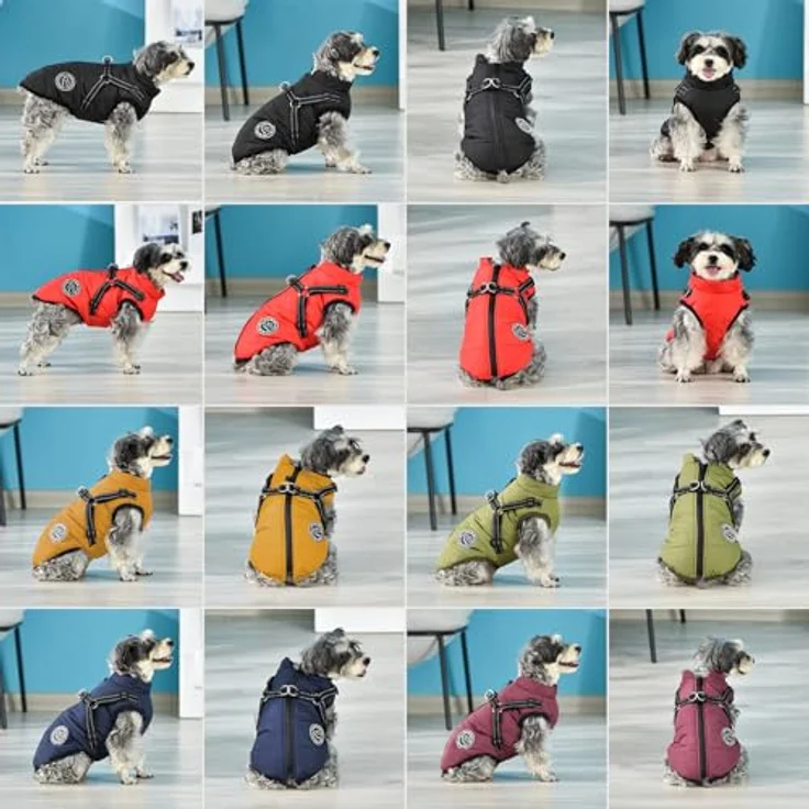 Savlot Hundejacke Wintermantel, wasserdichte Jacke mit Reißverschluss und Brustgurt, schwarz, XS – Bild 5