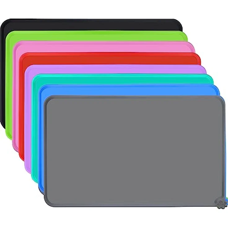 Joytale Silikon-Futtermatte für Hunde, rutschfest und wasserdicht mit erhöhtem Rand, 53 x 37 cm, Grau – Bild 1