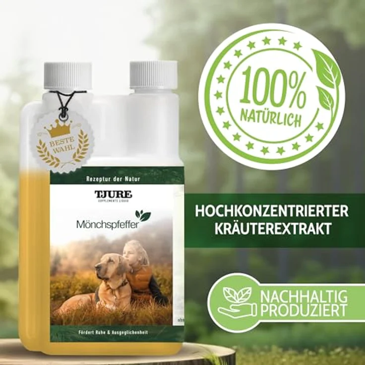 TJURE Mönchspfeffer Liquid 500ml, hormonelles Hundefutter zur Unterstützung des Hormonhaushalts ohne Zucker oder Alkohol – Bild 3