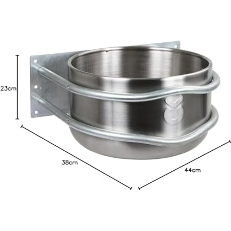 Kerbl Aluminium-Futtertrog gerade Montage (18 l), Futternapf, leichtes Aluminium, 18 Liter Fassungsvermögen, Ø 35 cm, nichtrostend, silber – Bild 5