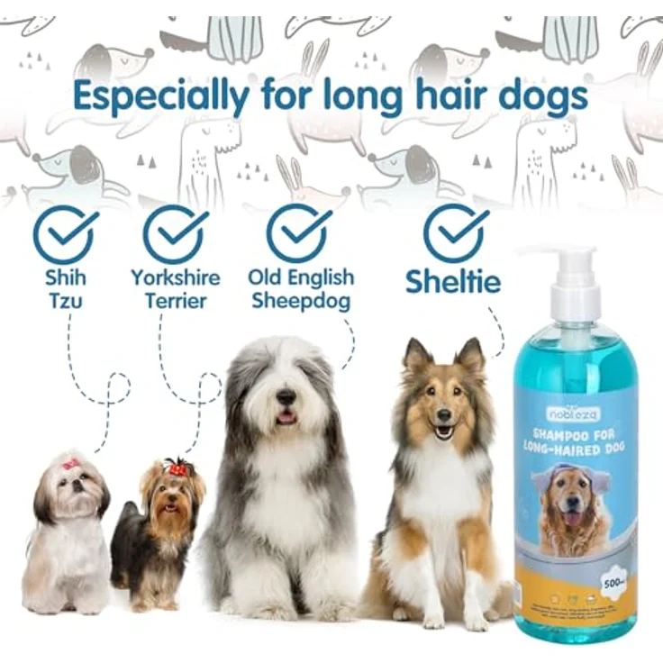 Nobleza Hundeshampoo Langhaar mit Camellia Sinensis Extrakt, pflegend und deodorierend, 500ml für empfindliche Haut und bessere Kämmbarkeit – Bild 3