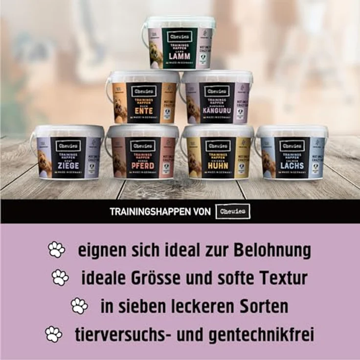 Chewies Trainings-Happen Monoprotein-Snack 300g Känguru, getreidefreier Belohnungssnack für ernährungssensible Hunde, soft und ideal für Training – Bild 4