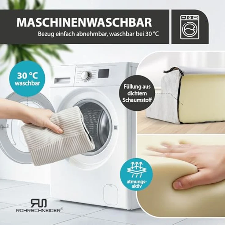 Rohrschneider Hundetreppe für kleine Hunde, rutschfest mit waschbarem Cordbezug, Schaumstofffüllung, beige, Made in EU – Bild 4