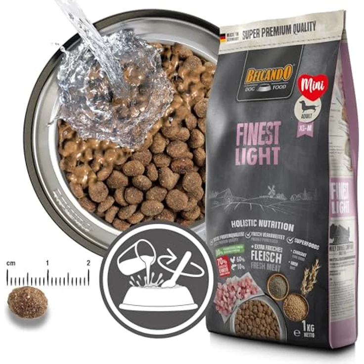 Belcando Finest Light 4kg Mini, Hunde-Trockenfutter für gering aktive und ältere Hunde – Bild 3