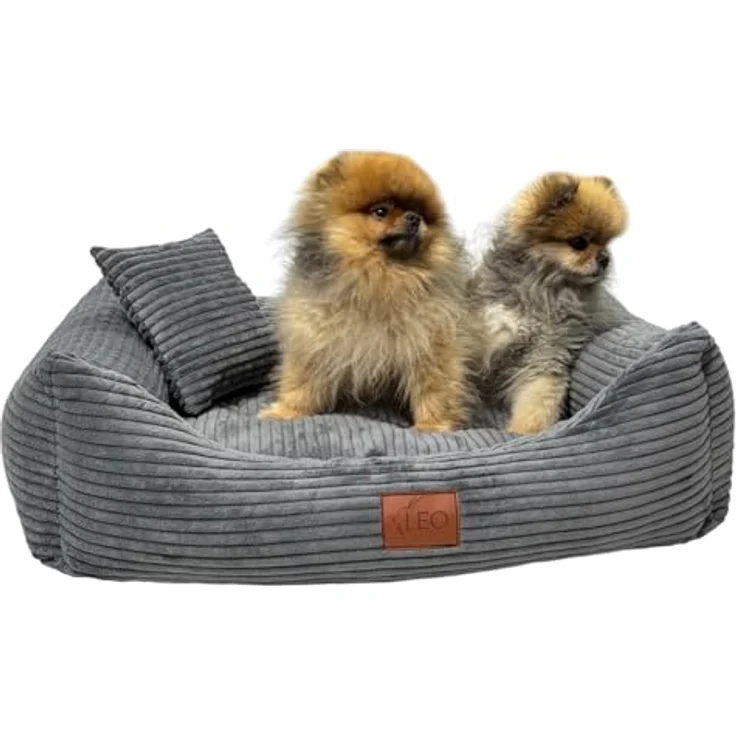 Leo4dog Hundebett Cord, Waschbarer Bezug, Dunkelgrau, für kleine bis große Hunde, L 100x80 cm, Anti-Rutsch-Unterseite, Hohe Haltbarkeit – Bild 5