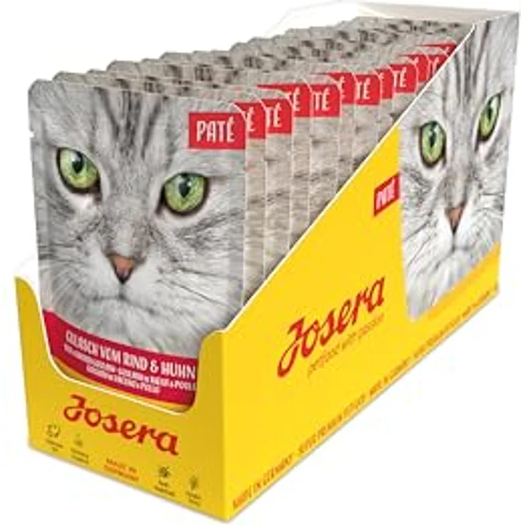 JOSERA Paté Gulasch vom Rind & Huhn, Premium Nassfutter für Katzen, getreidefrei, 16 x 85 g Frischebeutel – Bild 1