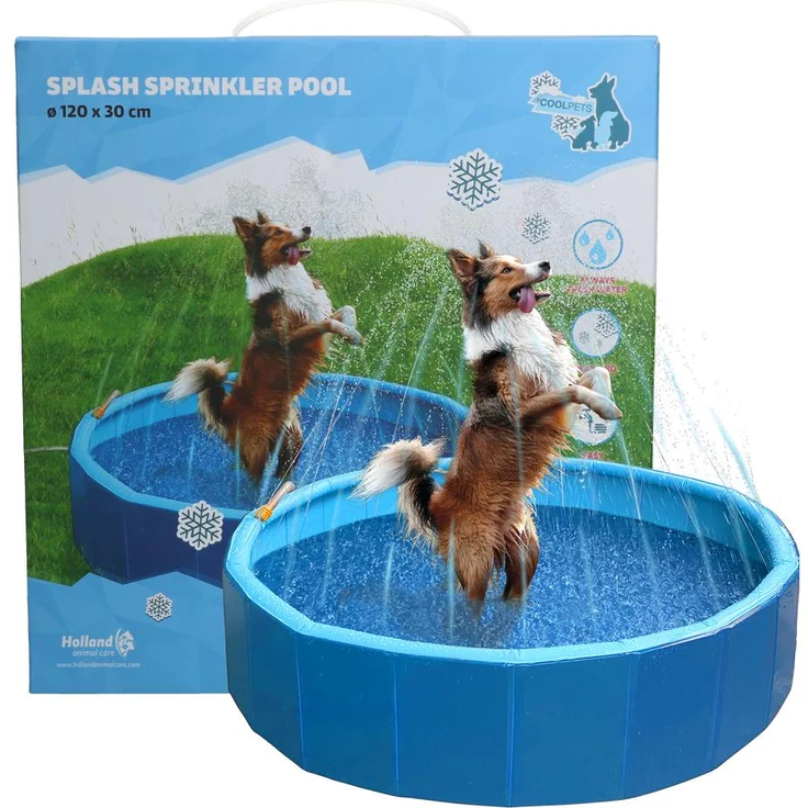 Holland Animal Care Coolpets Splash Sprinkler Pool, 120 cm Durchmesser, 30 cm hoch, Hundespielzeug für erfrischenden Wasserspaß