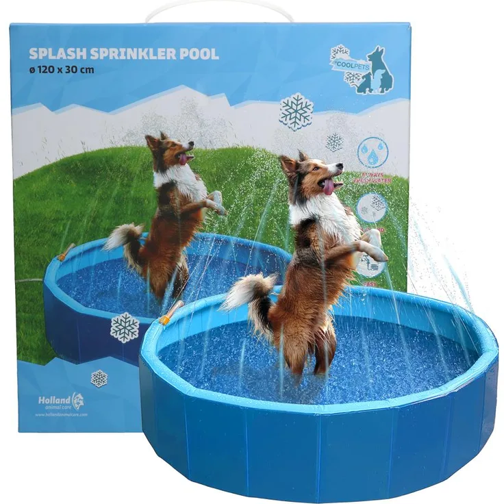 Holland Animal Care Coolpets Splash Sprinkler Pool, 120 cm Durchmesser, 30 cm hoch, Hundespielzeug für erfrischenden Wasserspaß