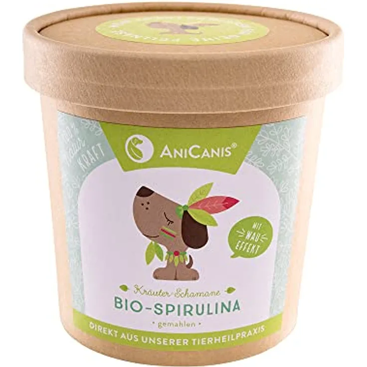 AniCanis Bio Spirulina Algenpulver für Hunde & Katzen - Futterzusatz zur Unterstützung von Immunsystem, Darm & Fellpflege - 150g Bio Qualität