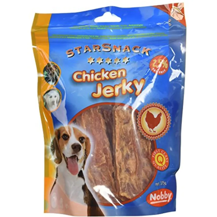 Nobby STARSNACK Chicken Jerky 375 g, Hundesnack mit 89,2 % Hähnchen und nur 2,5 % Fettgehalt zur Belohnung
