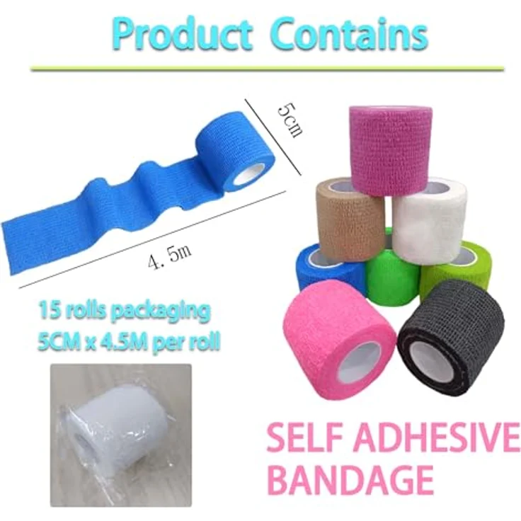 NELLHOMY 8 Rollen Selbstklebender Verband, 5cm x 4,5m, Elastische Kohäsive Bandage für Sport und Haustiere, Atmungsaktiv und Wasserdicht – Bild 4