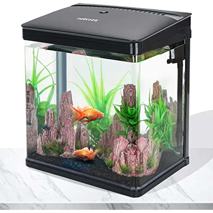 Nobleza Nano-Fischtank-Aquarium mit LED-Leuchten, Filtersystem und 14 Liter Volumen, Schwarz – Bild 1