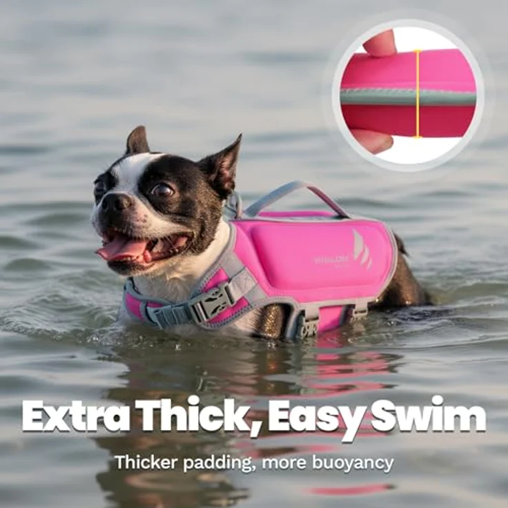 VIVAGLORY Hunde Schwimmweste High Buoyancy, XS, Rosa, mit verstellbaren Riemen und reflektierenden Elementen für erhöhte Sichtbarkeit – Bild 2