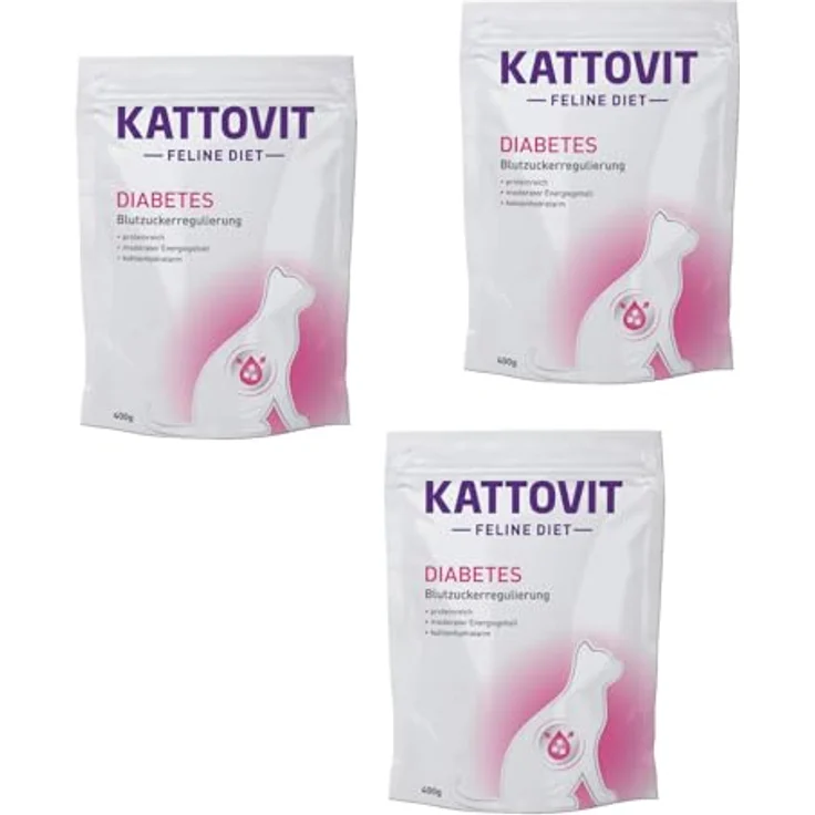 Kattovit Feline Diet, Diabetes Gewicht Trockenfutter, 3er Pack mit 3 x 400 g, für Übergewichtskontrolle und Muskelaufbau – Bild 1
