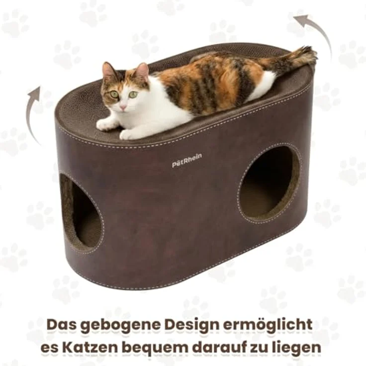 PetRhein 3-in-1 Kratzbrett für Katzen, multifunktionale Katzenhöhle mit hoher Stabilität, Weiß/Beige – Bild 3