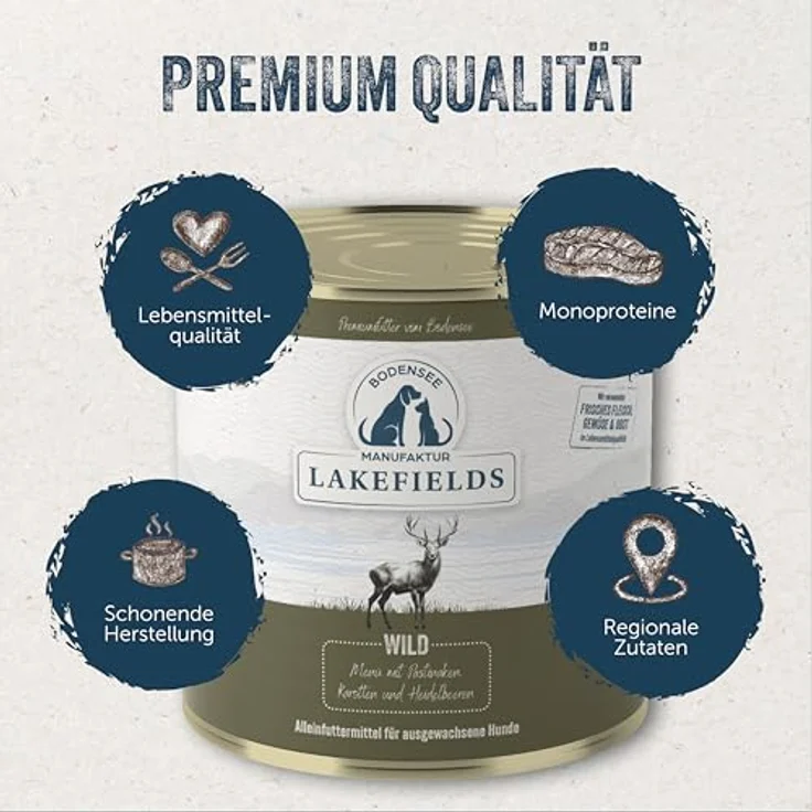 Lakefields Hundefutter Nass Wild, 200g, 59% Muskelfleisch, getreidefrei, mit Karotten, Kartoffeln & Heidelbeeren, in Lebensmittelqualität – Bild 2