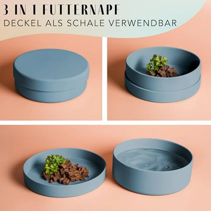 ne&no® Silikon Hundenapf 1200 ml mit Deckel für kleine und mittelgroße Hunde | luftdicht und rutschfest | inkl. eleganten Untersetzer – Bild 2