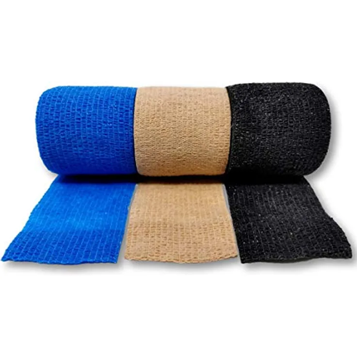 LisaCare Verbandsmaterial - Kohäsive Fixierbinde 5cm x 4,5m - Wasserabweisend und rückstandslos entfernbar - 3er-Set, steril für Mensch und Tier